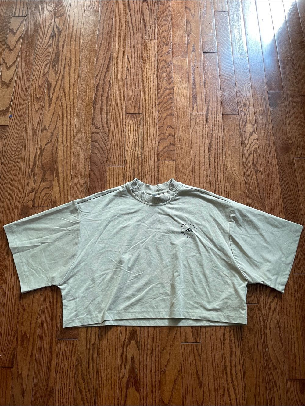 Adidas by Stella McCartney Taupe Logo Crop T Shirt Women’s Sz Medium